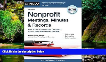 Must Have  Nonprofit Meetings, Minutes   Records: How to Run Your Nonprofit Corporation So You Don