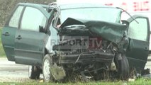 Report TV - Pogradec, përplasje automjetesh në seri,3 persona mbeten të plagosur
