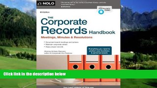 Books to Read  The Corporate Records Handbook: Meetings, Minutes   Resolutions  Full Ebooks Best