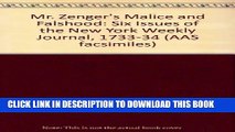 [BOOK] PDF Mr. Zenger s Malice and Falsehood: Six Issues of the New York Weekly Journal, 1733-34