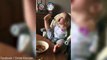 Incredible moment a toddler born with no arms learns to feed herself using just her FEET