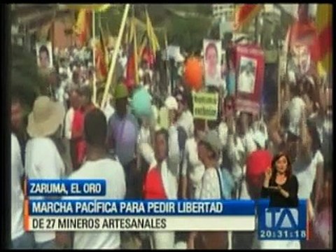Marcha pacífica para pedir la libertad de 27 mineros artesanales