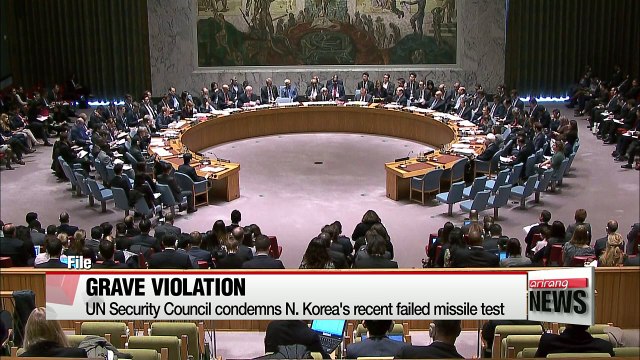 UN Security Council condemns N. Korea's failed ballistic missile test