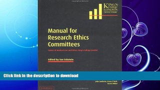 FAVORITE BOOK  Manual for Research Ethics Committees: Centre of Medical Law and Ethics, King s