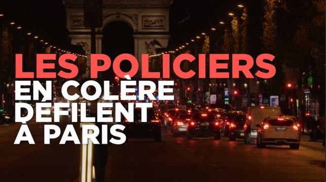 Manifestation sauvage de policiers en pleine nuit sur les Champs-Elysées