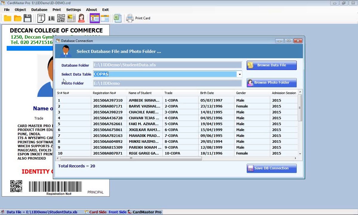 CardMaster ID Card Software Demo - Zebra, HID, Evolis, Magicard, Epson Card Tray Printers, Excel Database Connectivity, 1D/QR Code, Preview