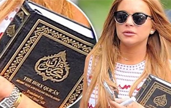 Hollywood actress Lindsay Lohan leave America because after holding Quran .American think she is devile