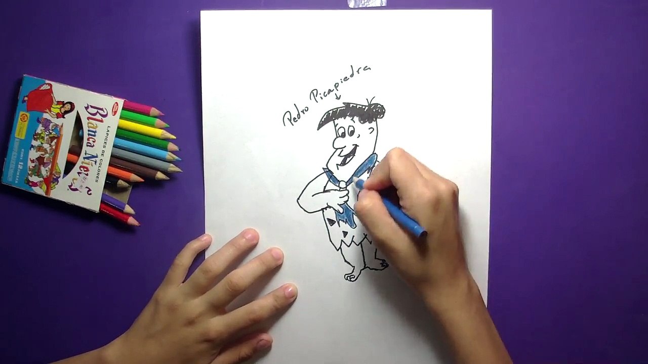 Como colorear imagen pedro picapiedra PASO A PASO muy facil gratis