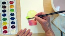 Simple Painting Lessons for Children   How to Draw and Paint a Flower Cupcake   CP !