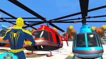 SPIDERMAN COLORS EPIC HELICOPTER PARTY Fun Superhero Movie & Nursery Rhymes Children Songs !