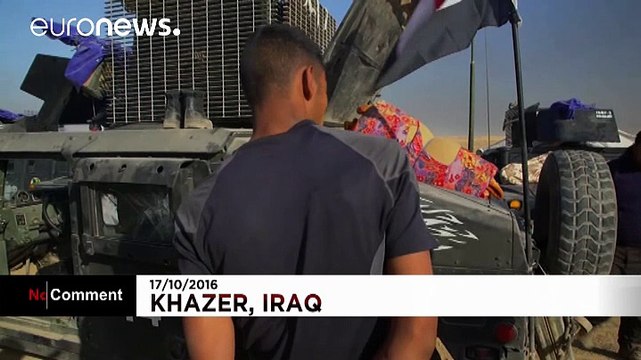 Iraqi soldiers celebrate Mosul offensive