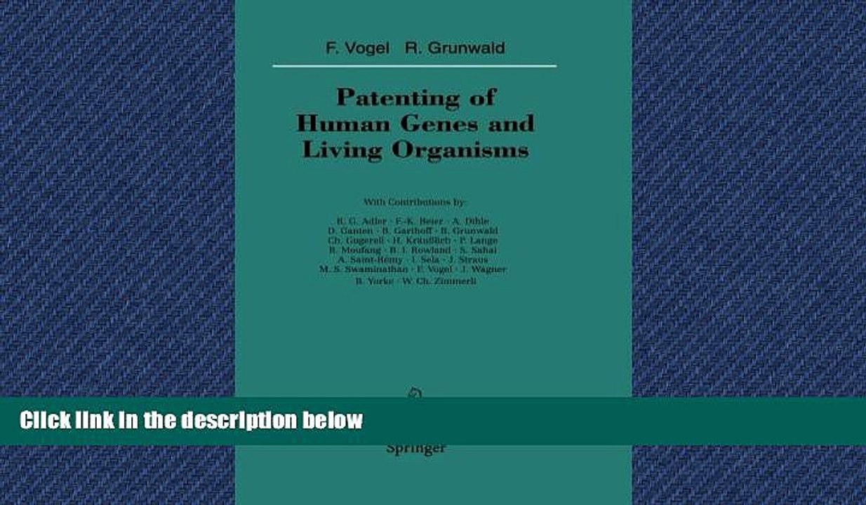READ book  Patenting of Human Genes and Living Organisms (Sitzungsberichte der Heidelberger