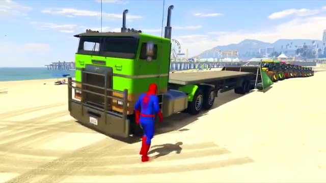 Мультик про Цветые Тракторы Машинки с Человек паук Мультики для детей 2016