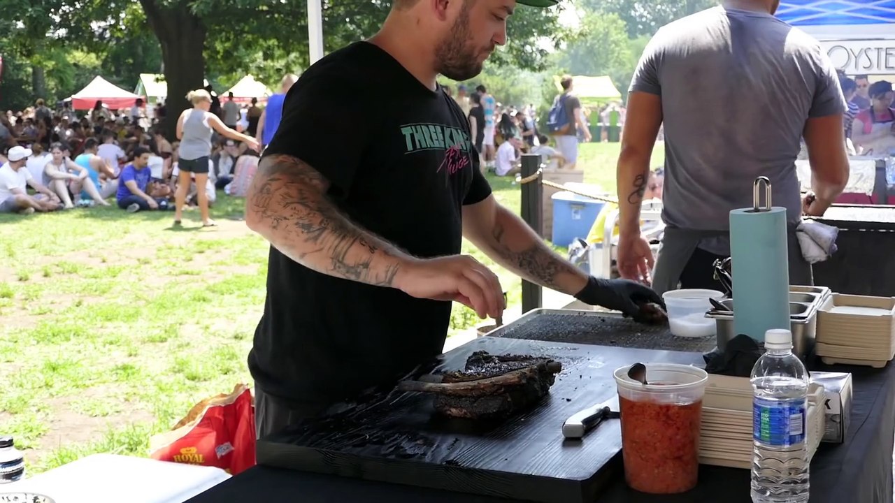 New York City Street Food - Beef Short Rib and Pork Shoulder Sandwich