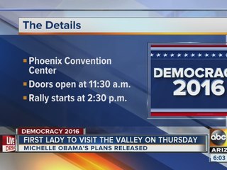 Michelle Obama coming to Phoenix on Thursday