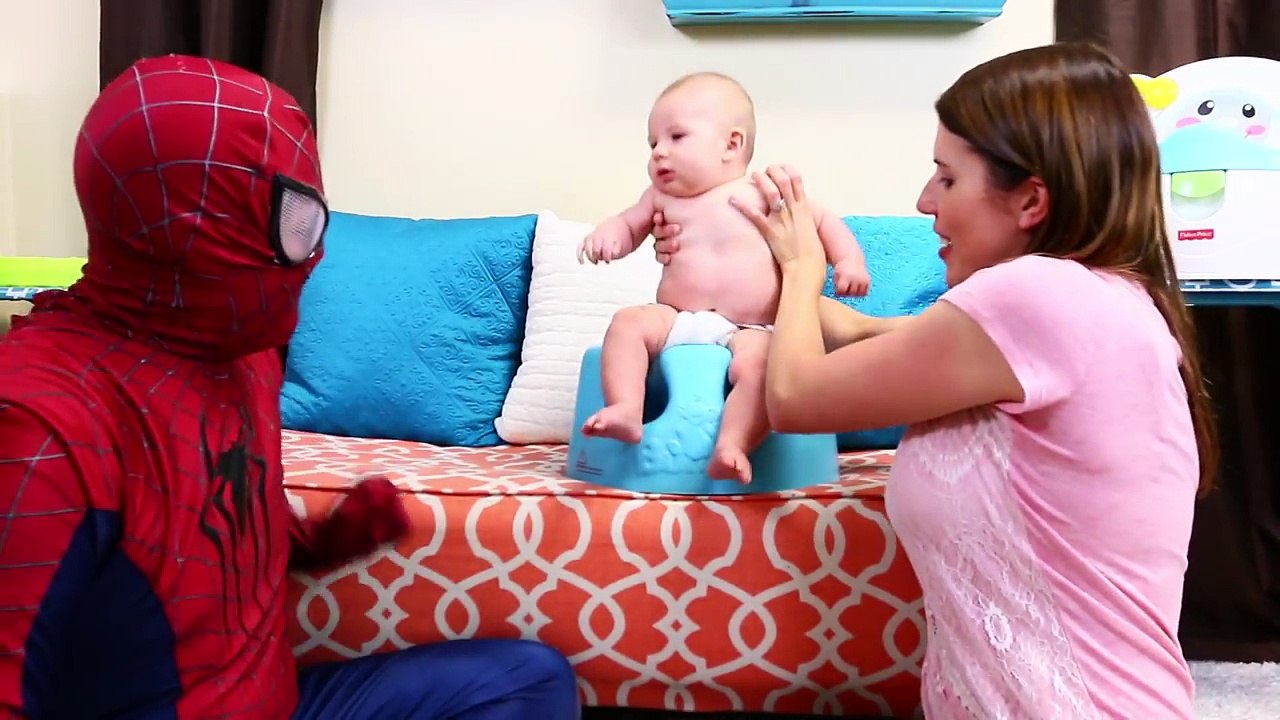 Baby Workout Prank Spiderman IRL Superheroes In Real Life Funny Parody Gym Potty Fail DisneyCarToys