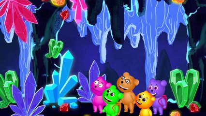 Mega Gummy bear visits Haunted crystal caves finger family Rhyme for Kids - Gummy bear skeleton