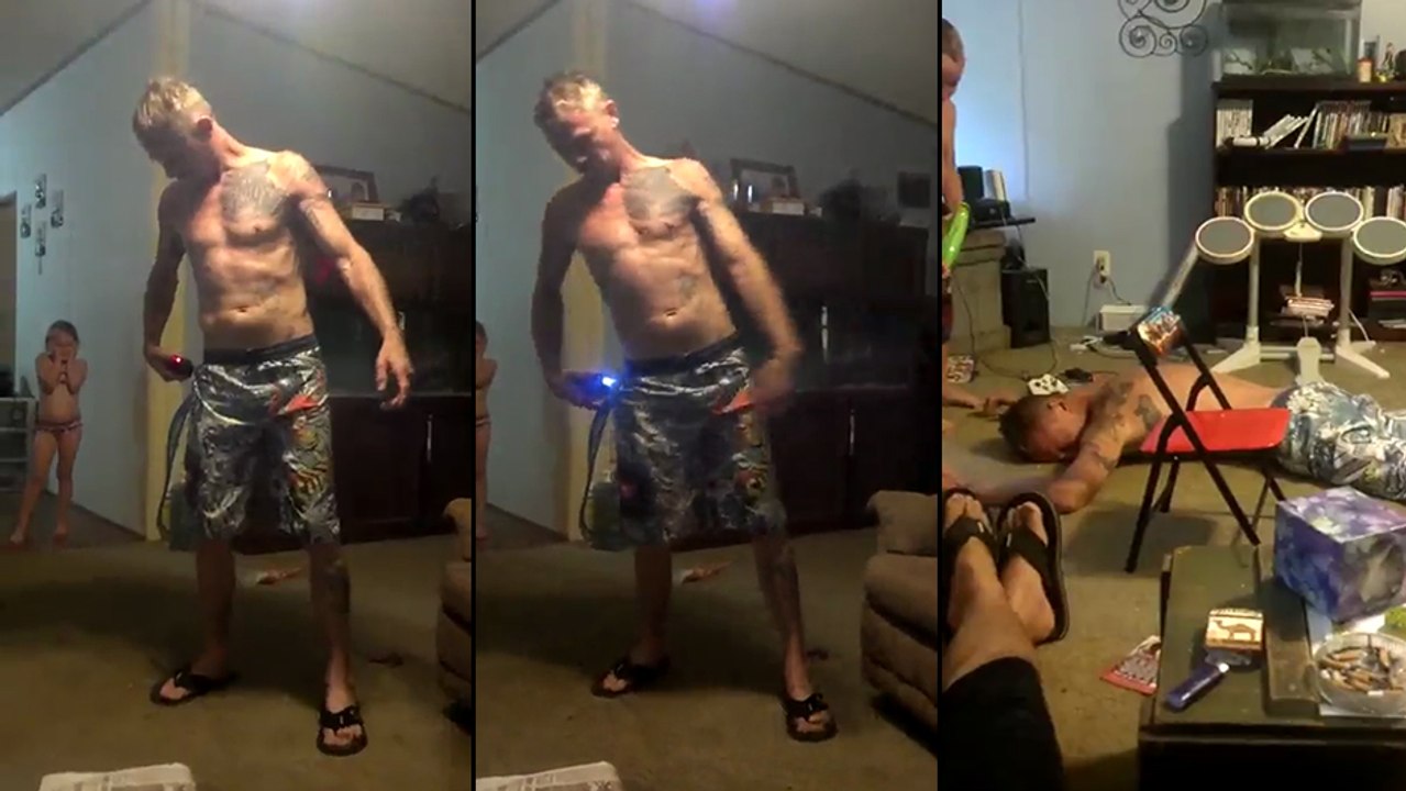 Ce papa un peu saoul utilise un taser sur lui