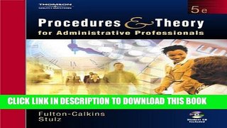 [PDF] Procedures and Theory for Administrative Professionals (with CD-ROM) Full Online[PDF]