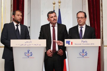 Point de presse avec le président des Casques blancs, Rahed Al Saleh et une délégation syrienne d’Alep