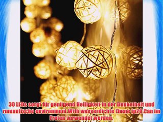 Kglobal 3M / 9.8ft 30 LED Rattan-Kugel-Schnur-Licht - Batteriebetriebene Takraw LED-Schnur-Lichter