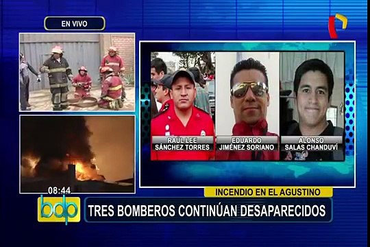 Tres bomberos desaparecidos en incendio registrado en El Agustino
