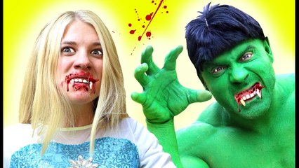 Tải video: Frozen Elsa & Superheroes VAMPIRE ATTACK! w- Spiderman Hulk Joker Black Spidey Pink spidergirl TOYS!