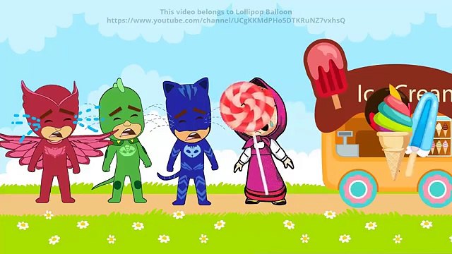 Spiderman & Masha w_ PJ Masks eat Ice cream #Lollipop-Balloon - YouTube