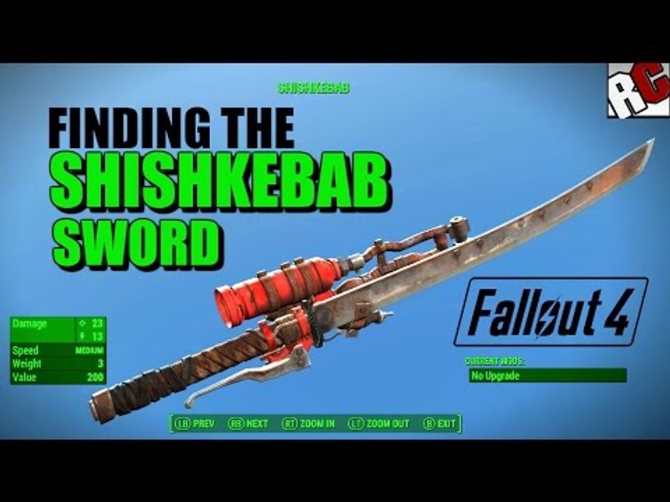 Fallout 4 - How to find the SHISHKEBAB Sword + 4 Mini Nukes  (Best Weapons in Fallout 4 Guide)