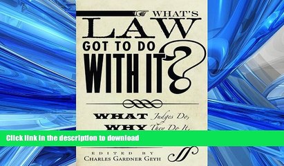 FAVORIT BOOK What s Law Got to Do With It?: What Judges Do, Why They Do It, and What s at Stake