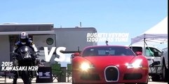 Kawasaki Ninja H2r vs Bugatti Veyron Drag Race 2016 Lamborghini Aventador vs F16 Fighting Falcon
