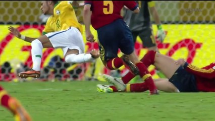 Gerard Pique Tackles Teammate Neymar vs Brazil