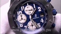 Swiss replica watches Audemars Piguet Royal Oak Offshore Ultimate BlueWhite Dial on Blue Hornback Leather Strap A7750 sku0201