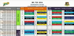 BPL T20 cricket match schedule 2016|bangladesh premier league 2016 match Fixtures & Squad|cricinfo