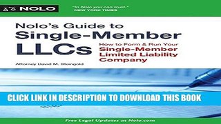[EBOOK] DOWNLOAD Nolo s Guide to Single-Member LLCs: How to Form   Run Your Single-Member Limited