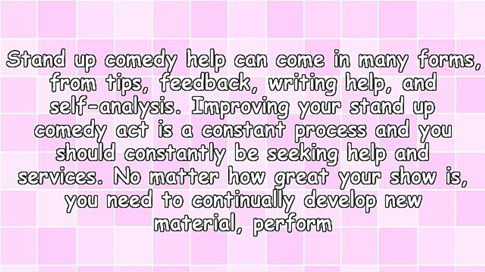 Stand Up Comedy Help