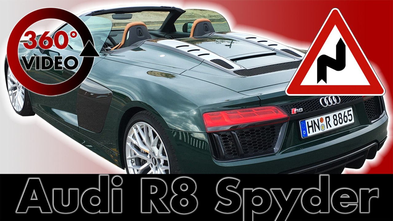 360 Drive Audi R8 Spyder 2016 on Mountain Road at Lloret de Mar, Spain Test VR Driving 360 degrees