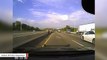 Officer Narrowly Escapes When Vehicle Hits Patrol Car At Highway Speed