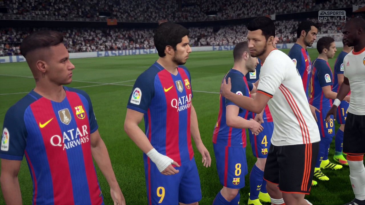 Valencia CF vs FC Barcelona Fifa 17 Liga Santander Gameplay HD