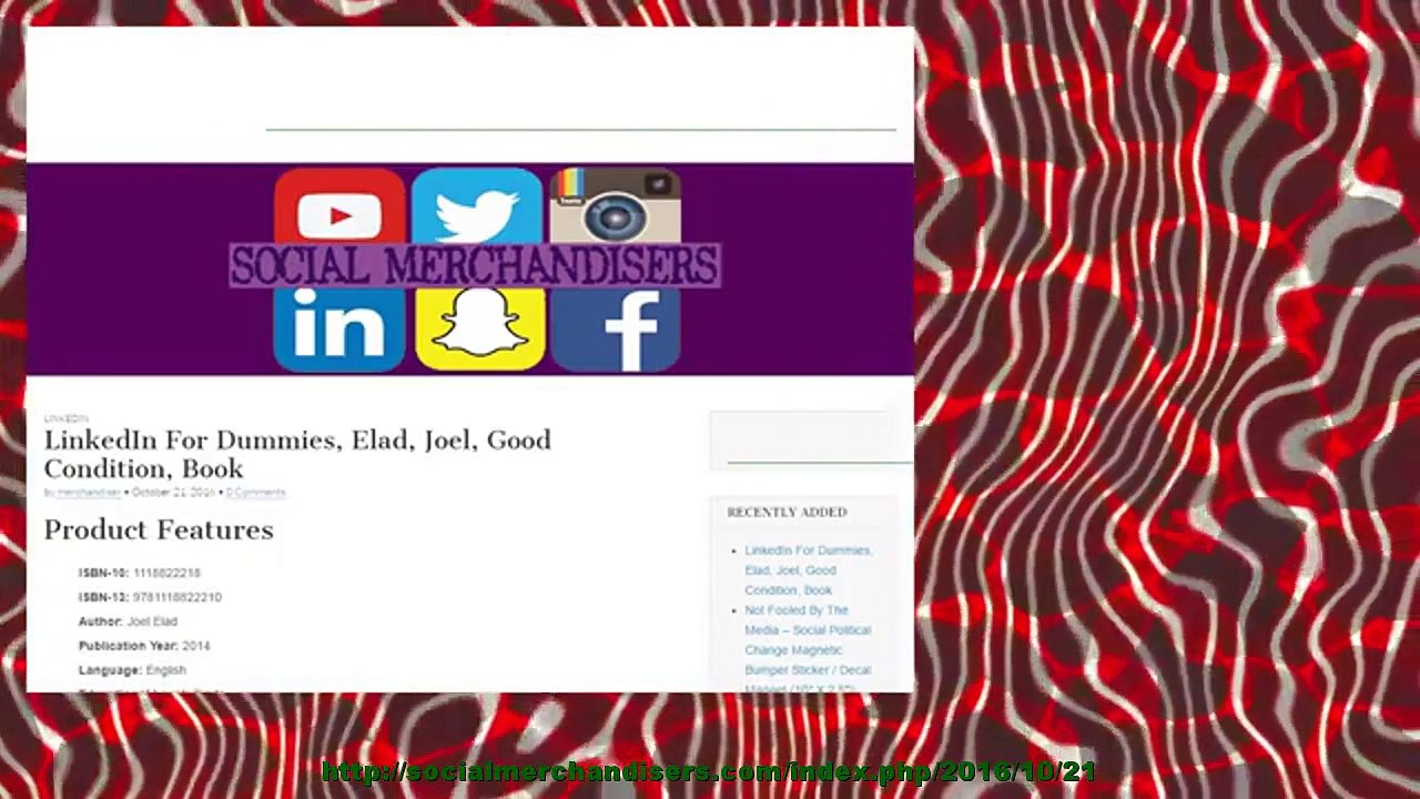 LinkedIn For Dummies, Elad, Joel, Good Condition, Book