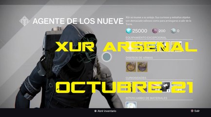 DESTINY RISE OF IRON: XUR ARSENAL OCTUBRE 21