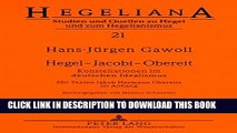 [EBOOK] DOWNLOAD Hegel - Jacobi - Obereit: Konstellationen im deutschen Idealismus- Mit Texten