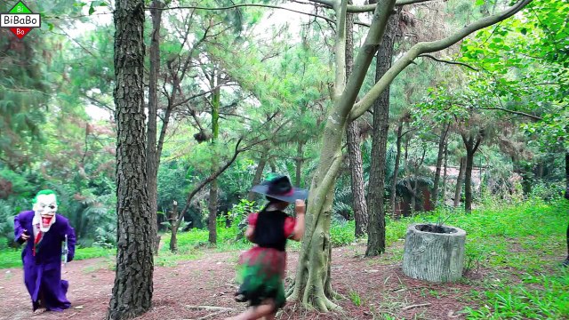 Nerf War Superhero Kids UFO Spiderman and Frozen Elsa Batman Joker Dr. Strange In real life