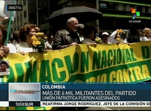 Colombia: sobrevivientes de genocidio de UP se manifiestan en Bogotá