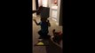 Toddler running with bag on head results in epic fail