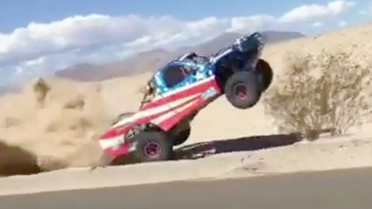 Off-Road Racer Powers Through Rough Landing