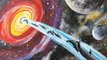 Planets Galaxy and Dolphins Step by Step Acrylic Painting on Canvas for Beginners
