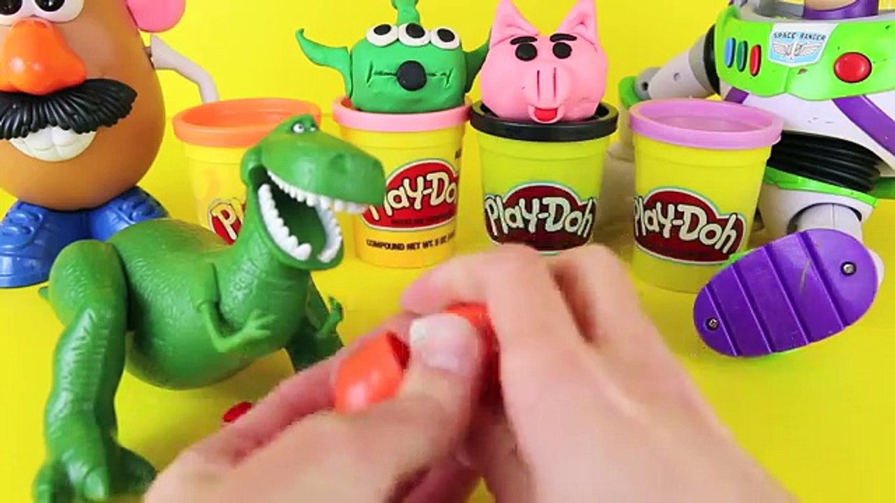Play Doh Kinder Surprise Eggs Toy Story Hamm, Mr Potato Head, Zurg Surprise Eggs with Rex and Buzz