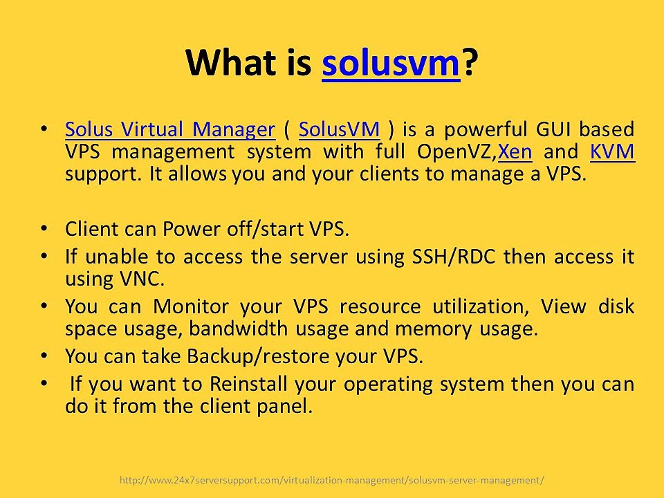 Solusvm server management
