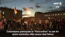 Colombians hold 'Kiss-a-thon for peace' in Bogota